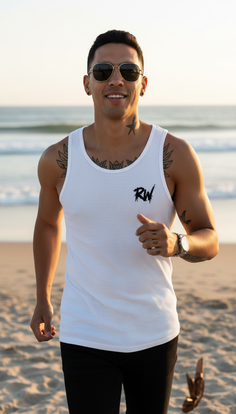 Débardeur RW minimaliste - Logo RW Brodé Design Streetwear En Précommande - Livraison sous 20 jours ouvrés.